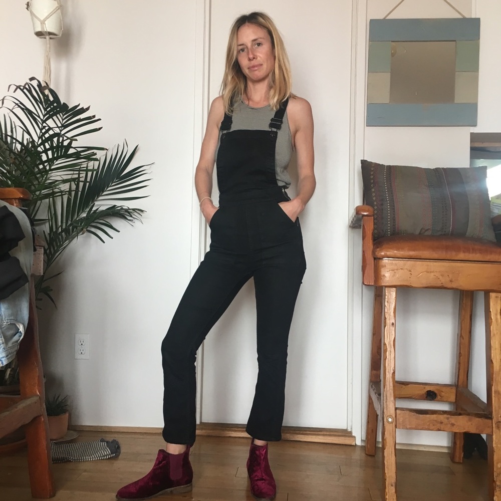 MADEWELL skinny black jean overalls size xx-small